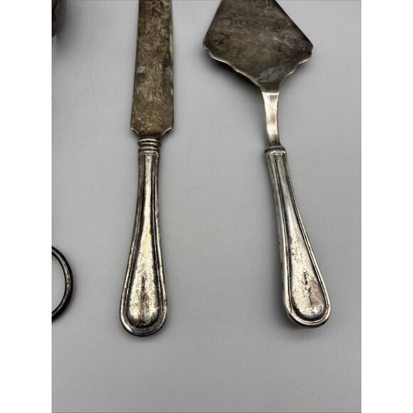 Princess House Silver Plated Serving Set Cake Server & Knife & Salad Tongs Italy - Picture 5 of 11